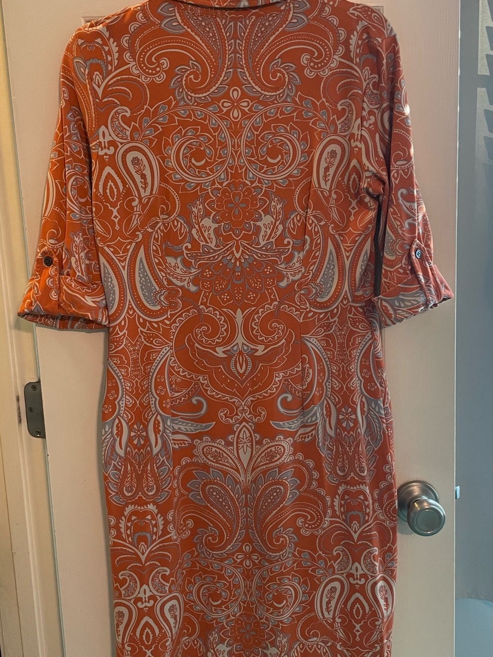 J. McLaughlin Orange Paisley Button-Front Midi Dress - Picture 3 of 3